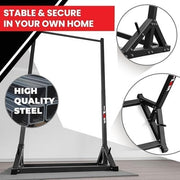 Grey/Red Adjustable Free Standing Pull-Up Bar Calisthenics Home Gym