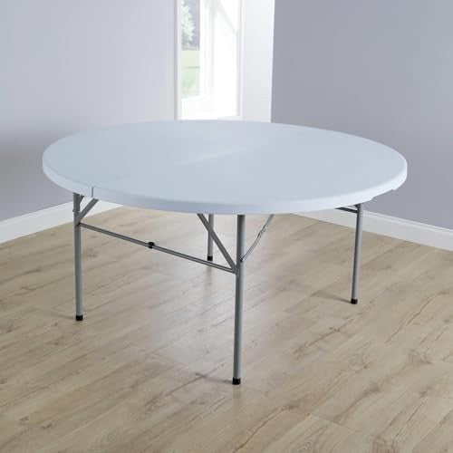 5ft Round Folding Table Heavy Duty Indoor Outdoor Portable White