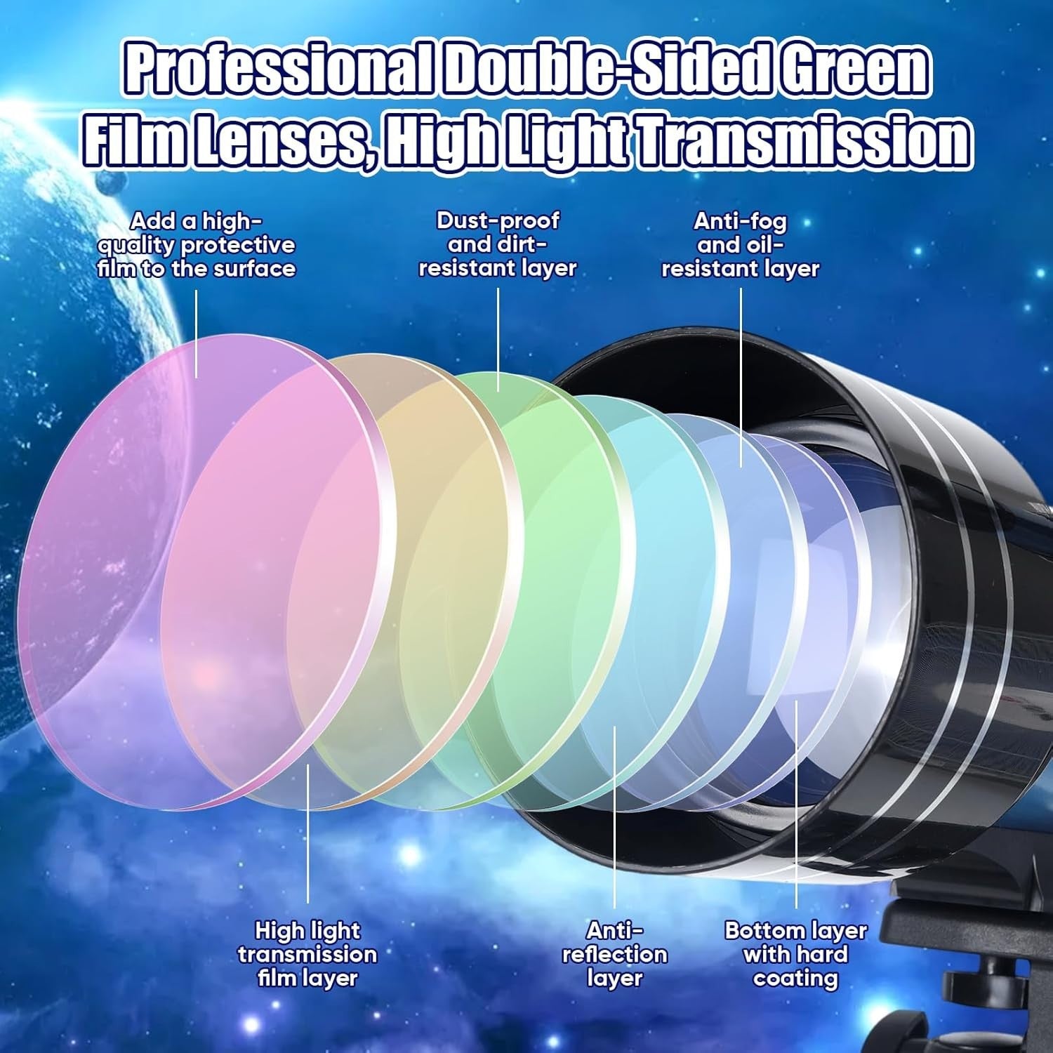 70mm Astronomy Refractor Telescope for Kids & Adults with Tripod - Blue