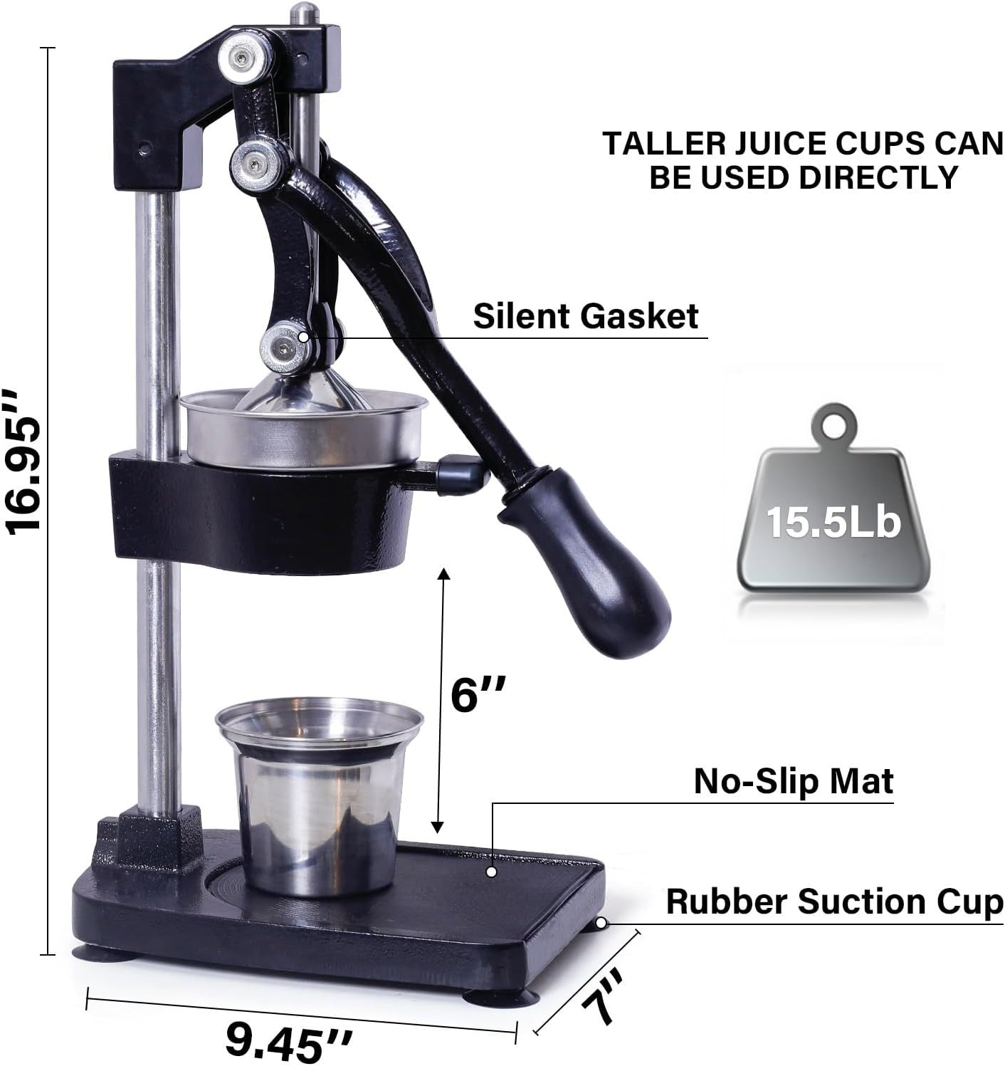 Manual Citrus Juicer Heavy Duty Hand Press Countertop Orange Lemon