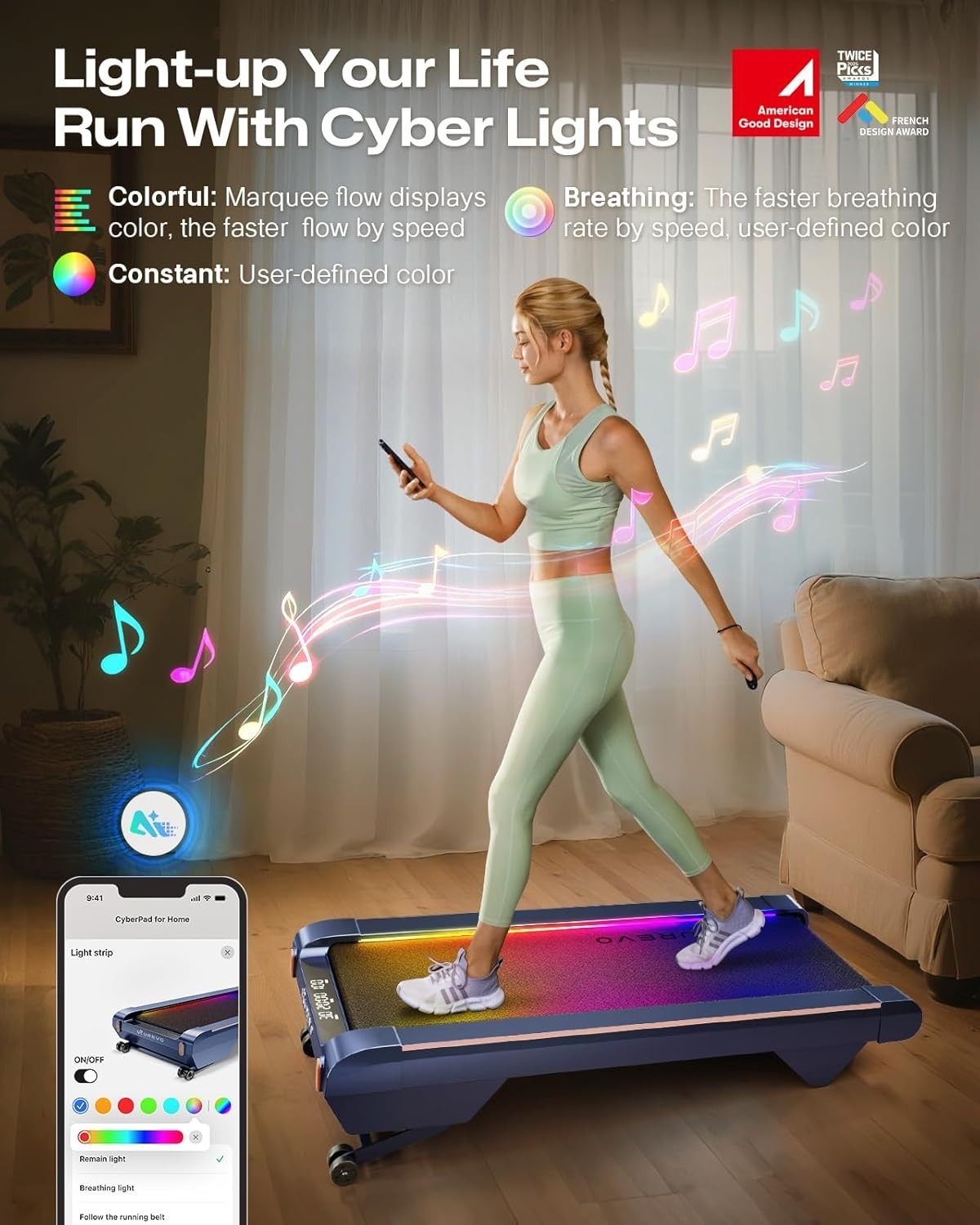 Smart Walking Treadmill with 14% Incline, Ultra-Quiet Brushless Motor