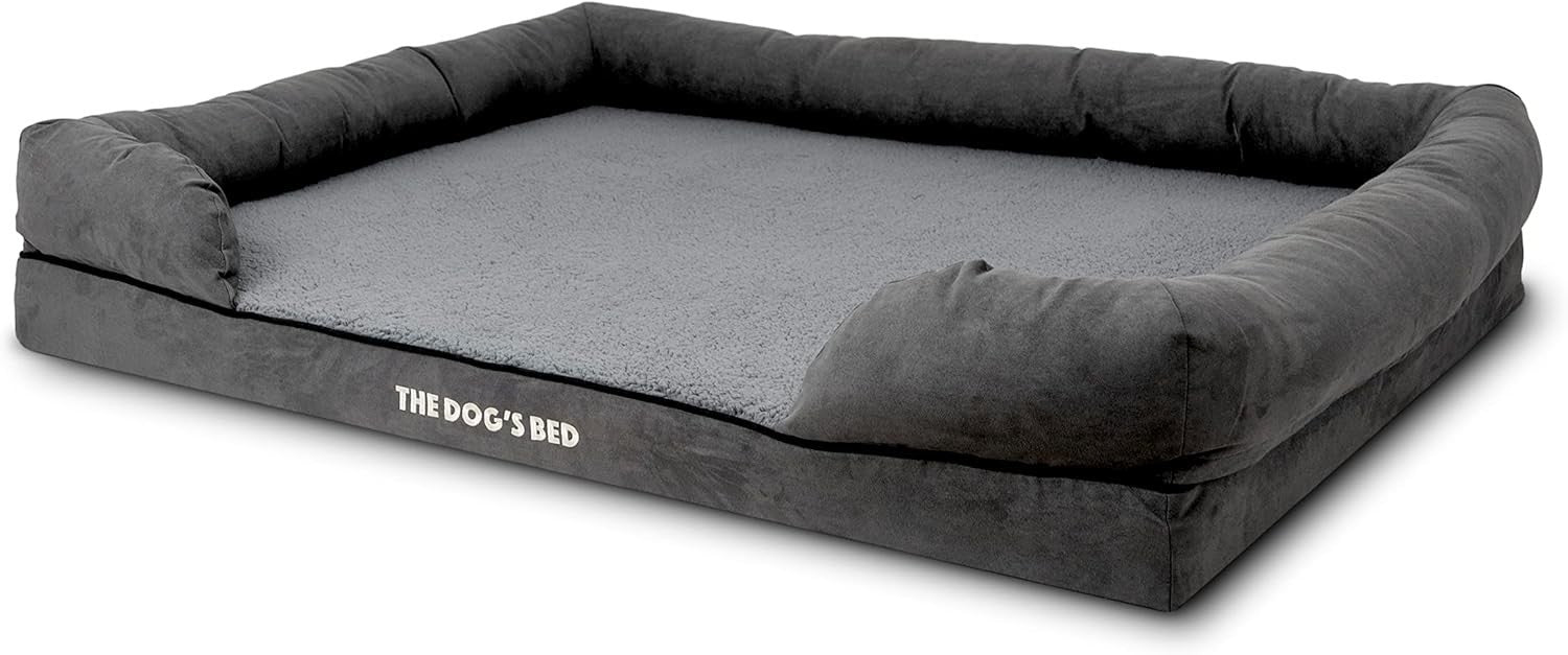 XXL Orthopedic Dog Bed Plush Memory Foam 131x100cm Grey