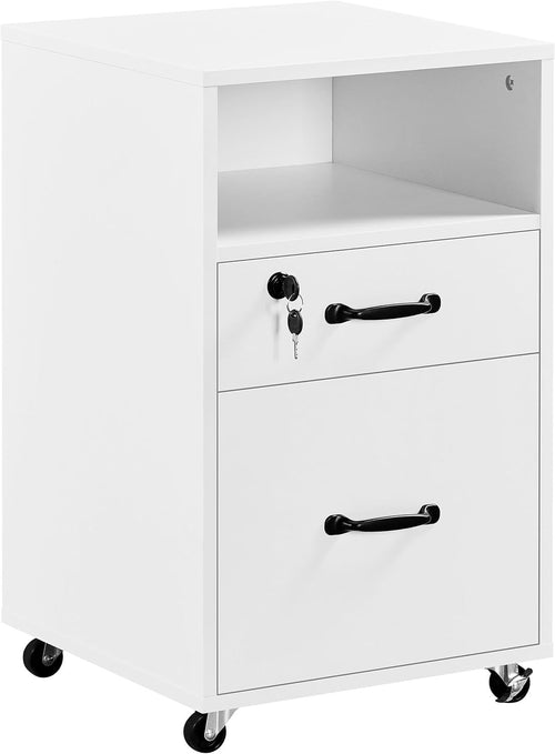 White Rolling File Cabinet 2 Drawer A4 Letter Printer Stand