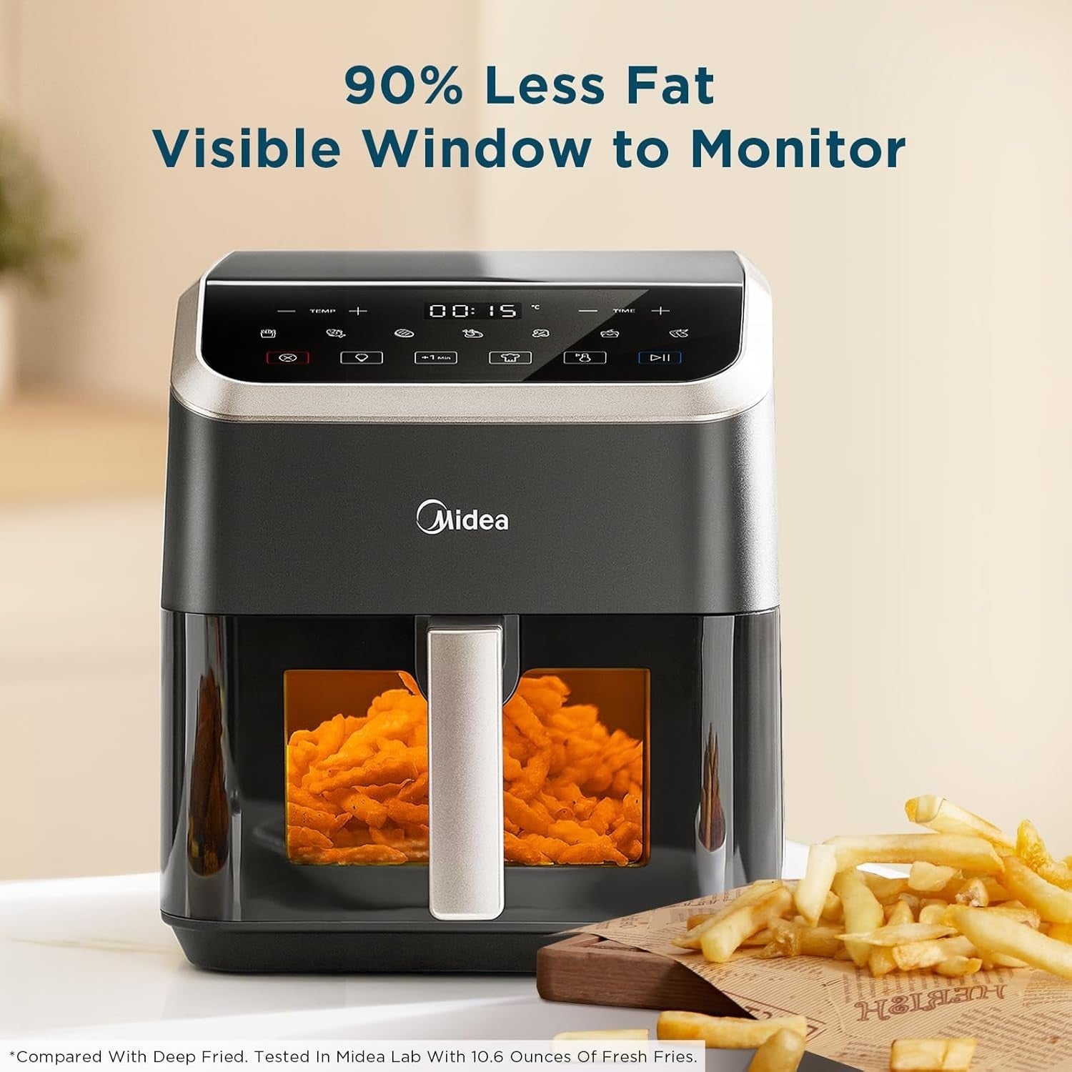 5L Air Fryer Window 1600W 7 Presets HeatXpress 90% Less Oil +1 Min