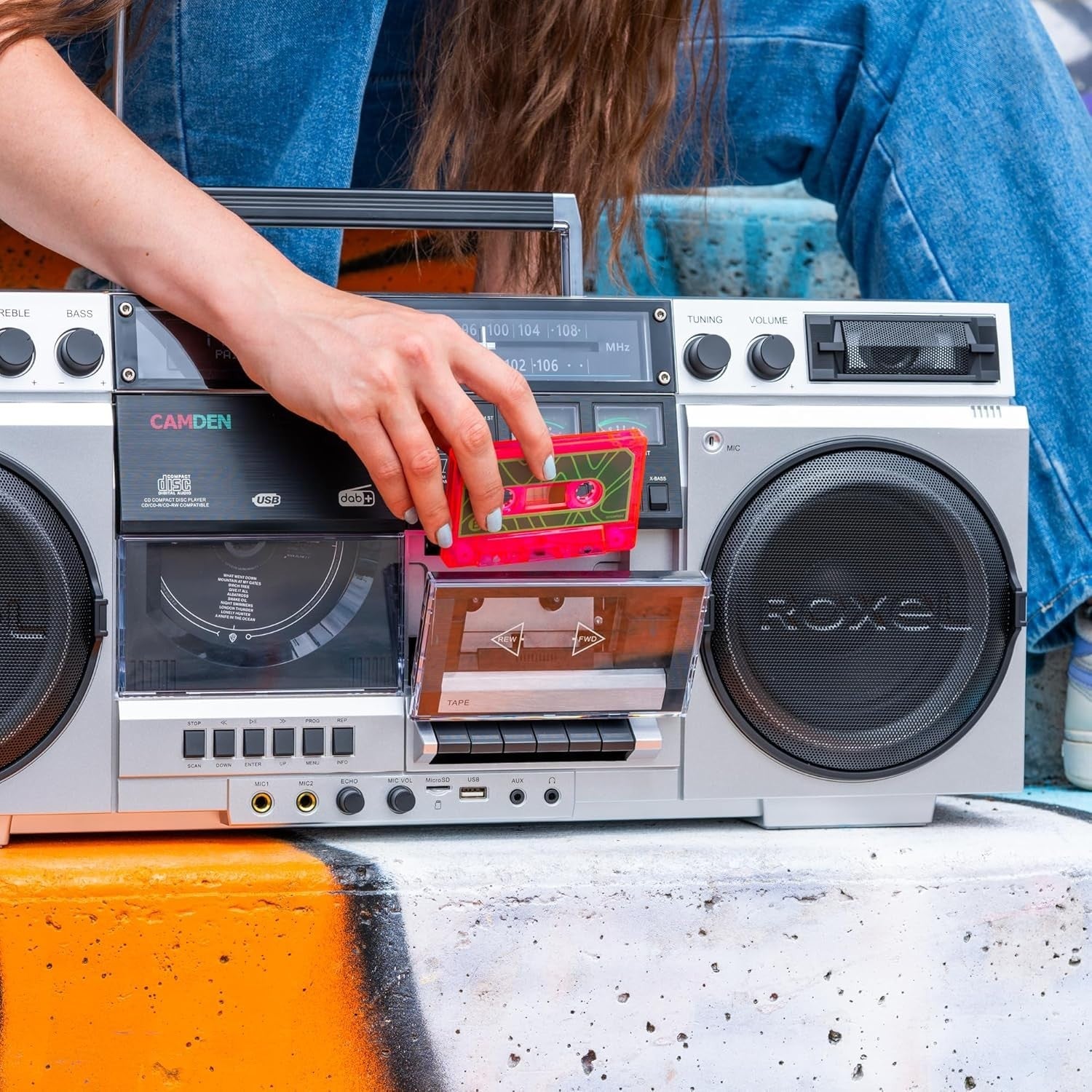 Retro Boombox Cassette CD Player with DAB/FM Radio, Bluetooth & USB