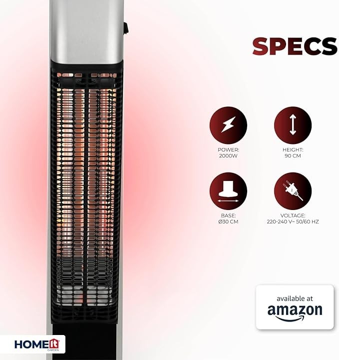 Outdoor Infrared Patio Heater 1200W Freestanding Waterproof Safe Compact