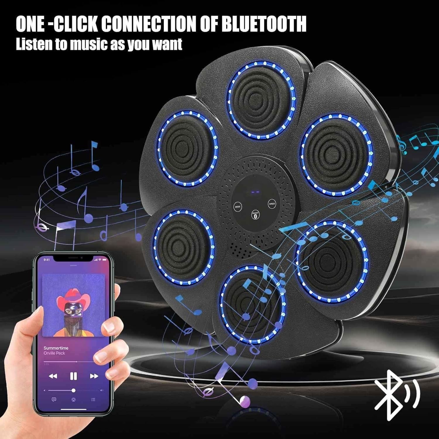 Music Boxing Machine Bluetooth LED Wall Mount Punch Trainer for Home Fitness