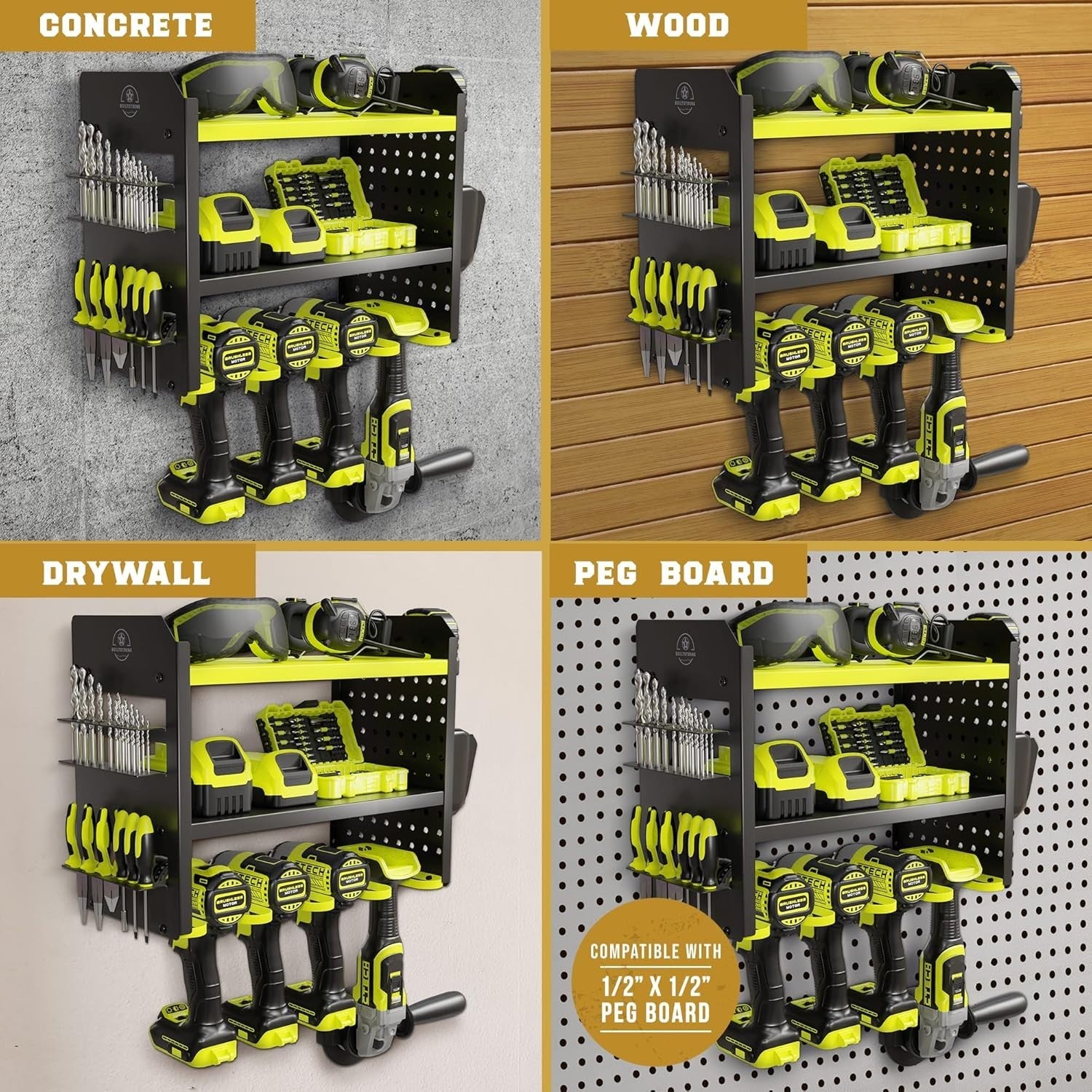 Heavy-Duty 3-Tier Green Tool Rack 43.7W x 22.1D x 35.6H cm – Garage