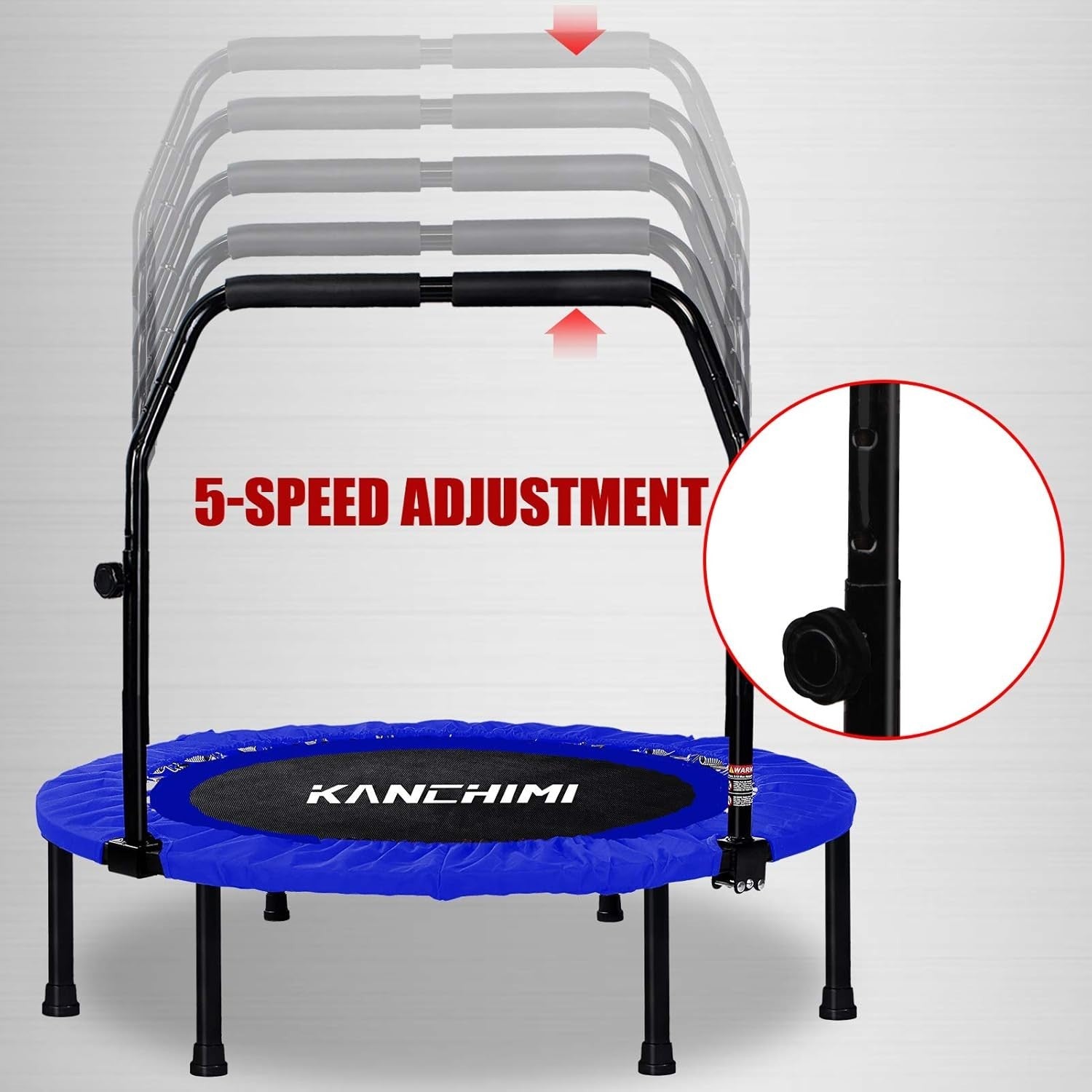 40in Indoor Fitness Rebounder Trampoline Handle Folding 150kg Blue