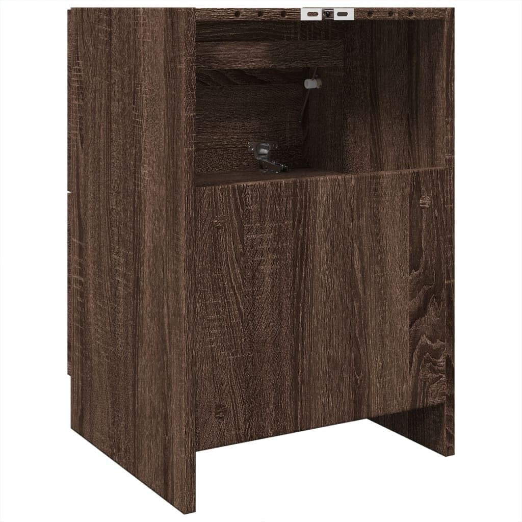 Brown Oak Under Sink Bathroom Cabinet 3 Drawer Vanity Storage Unit 40x37x59cm