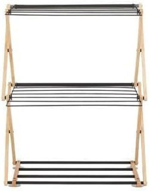 Compact Concertina Clothes Airer 3 Tier Folding Drying Rack Space Saving