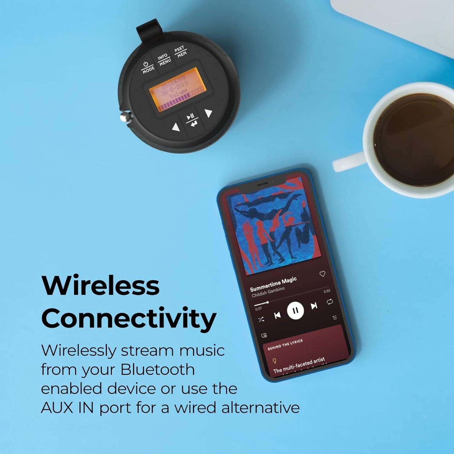 Portable DAB/DAB+ FM Radio Bluetooth 5W Speaker IPX4 Splashproof