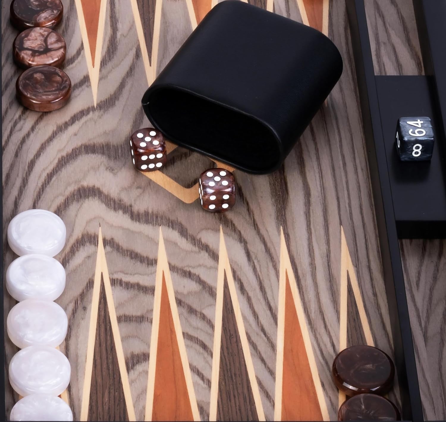 Deluxe 15in Wooden Backgammon Set Folding Luxury Board Game Travel
