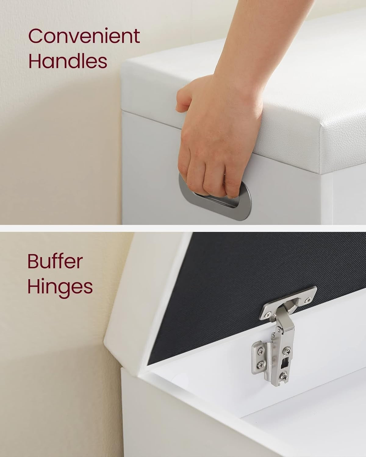 White Shoe Storage Bench with Cushion, 3 Compartments, Lift-Top Seat