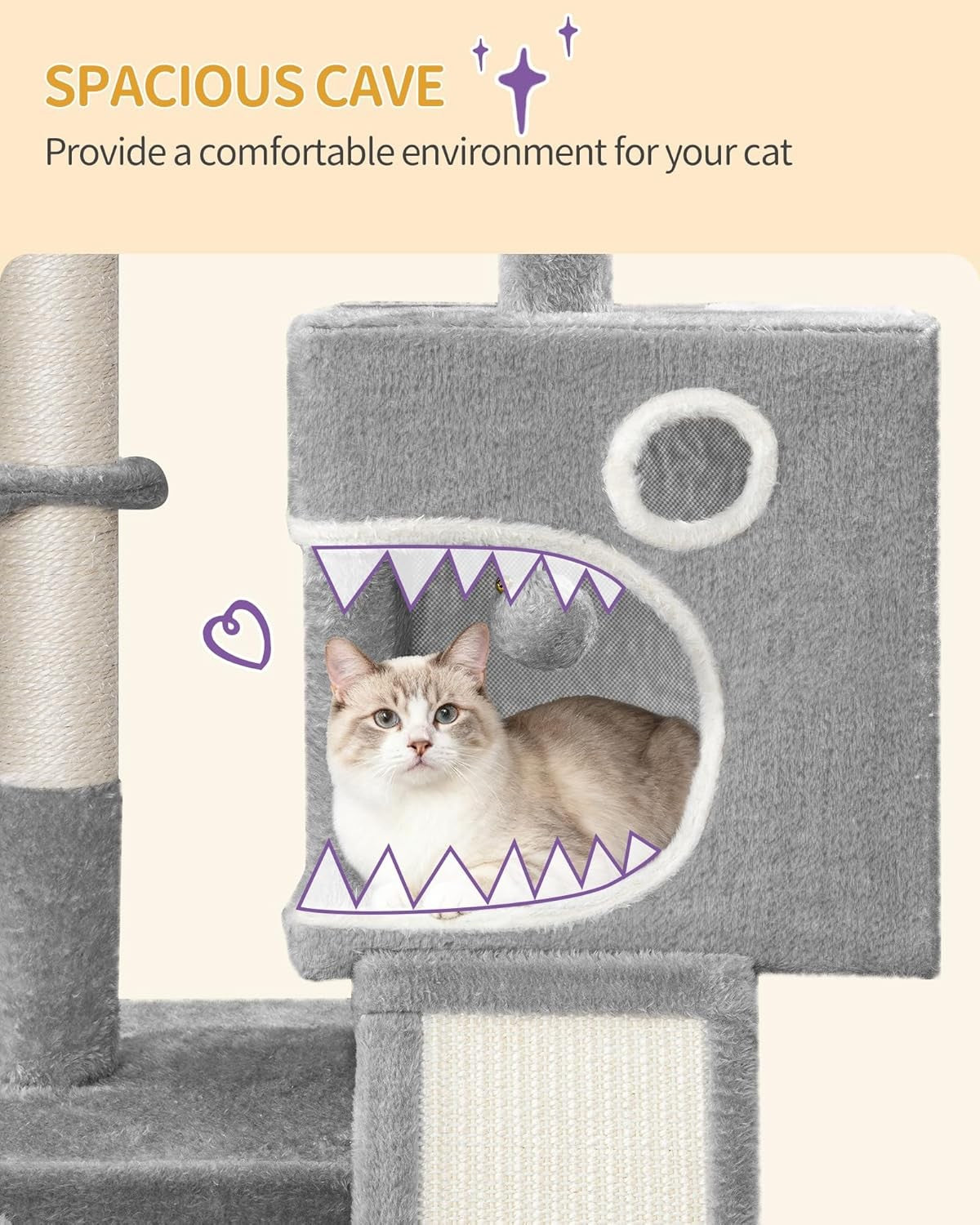Cat Tree Tower Indoor 98cm Multi Level Scratching Post Condo Climbing Centre