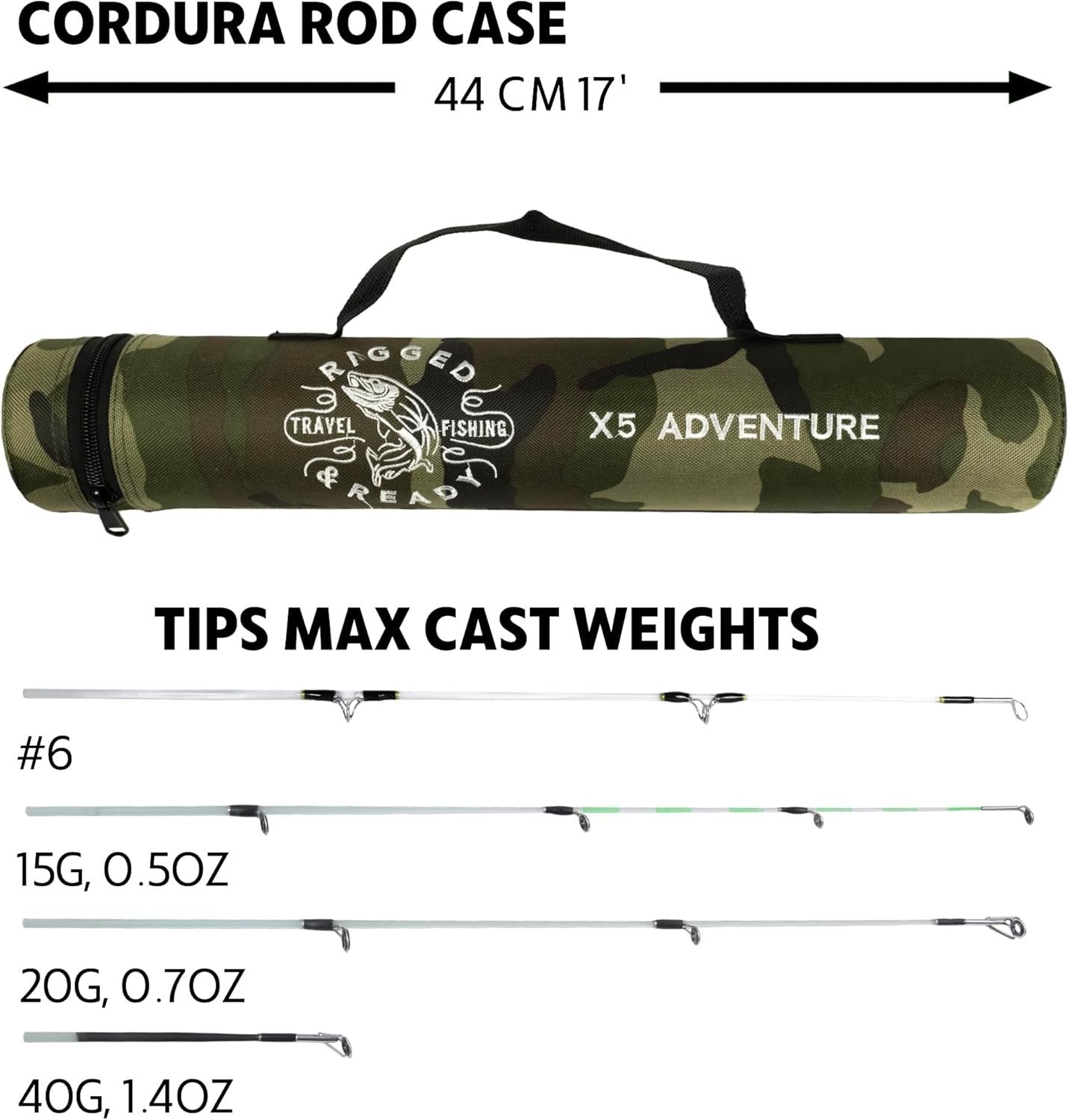 Travel Fishing Rod X5 – 5-in-1 Spin, Fly, Salt & Freshwater Compact Rod