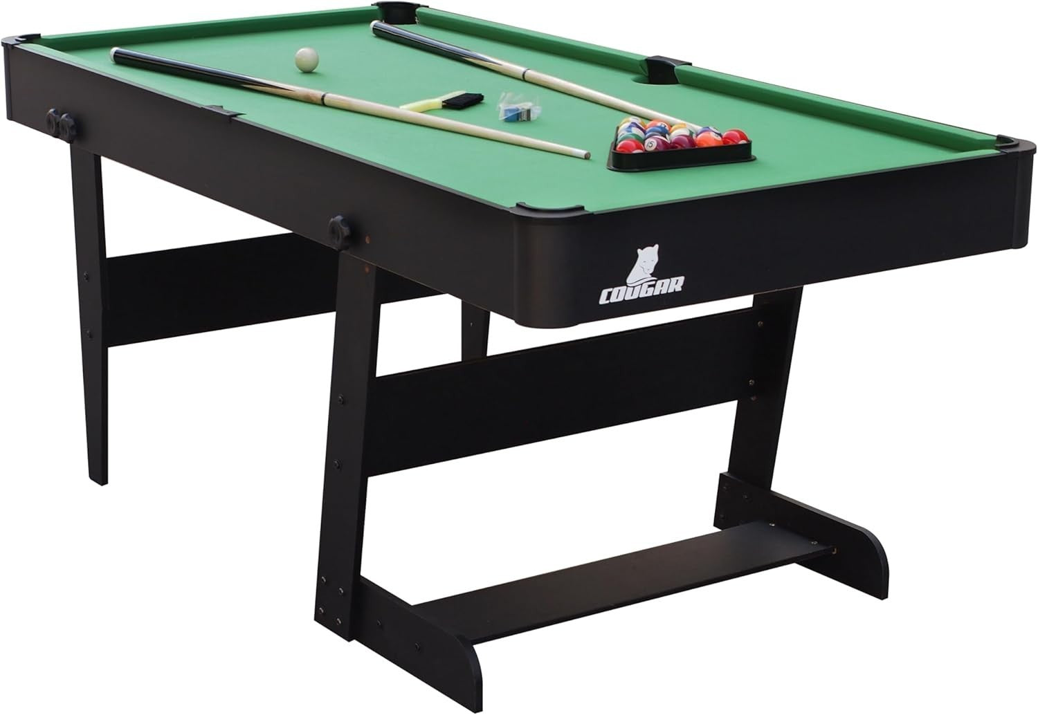 5FT Foldaway Pool Table Compact Home Snooker Set w Balls Cues