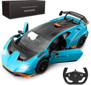 1:14 Blue RC Sports Car with LED Lights – Realistic Racing Toy for Kids & Adults
