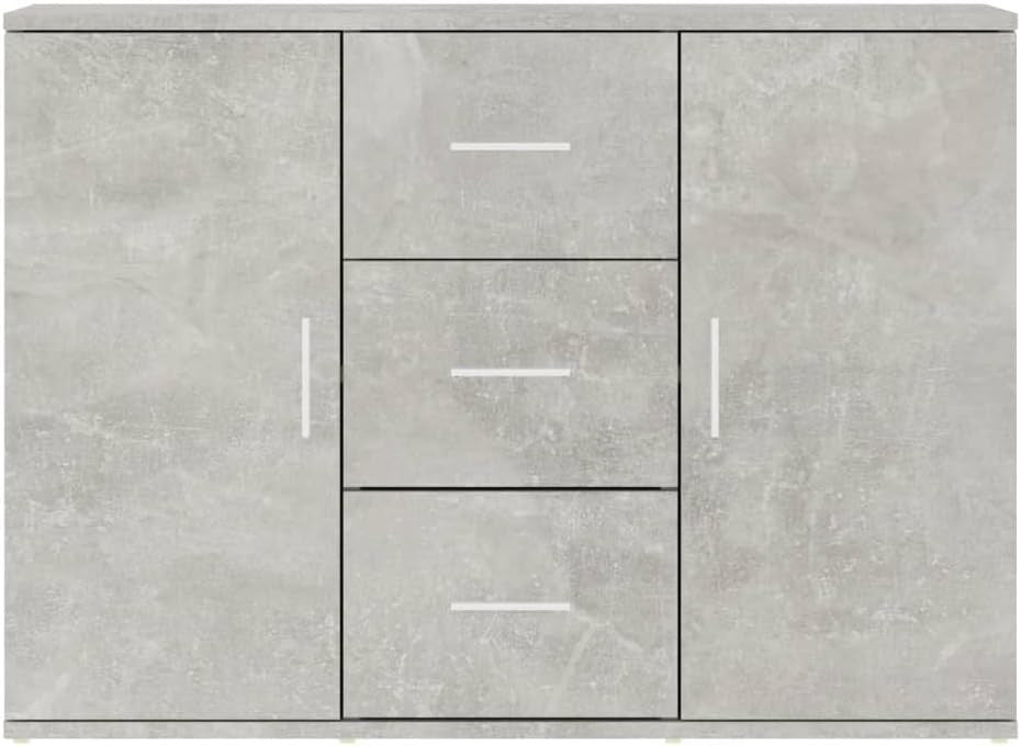 Modern Grey Sideboard Cabinet with 3 Drawers & 2 Doors – Living Room Storage