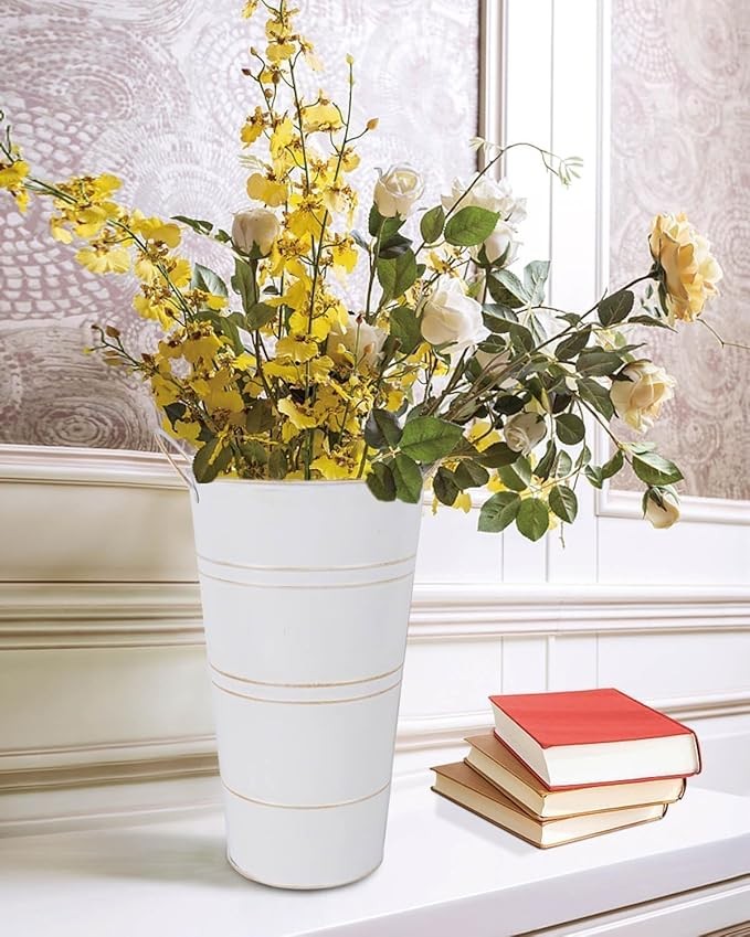 12 Inch Galvanized Metal Flower Vases Set of 6 Farmhouse Bucket Planters