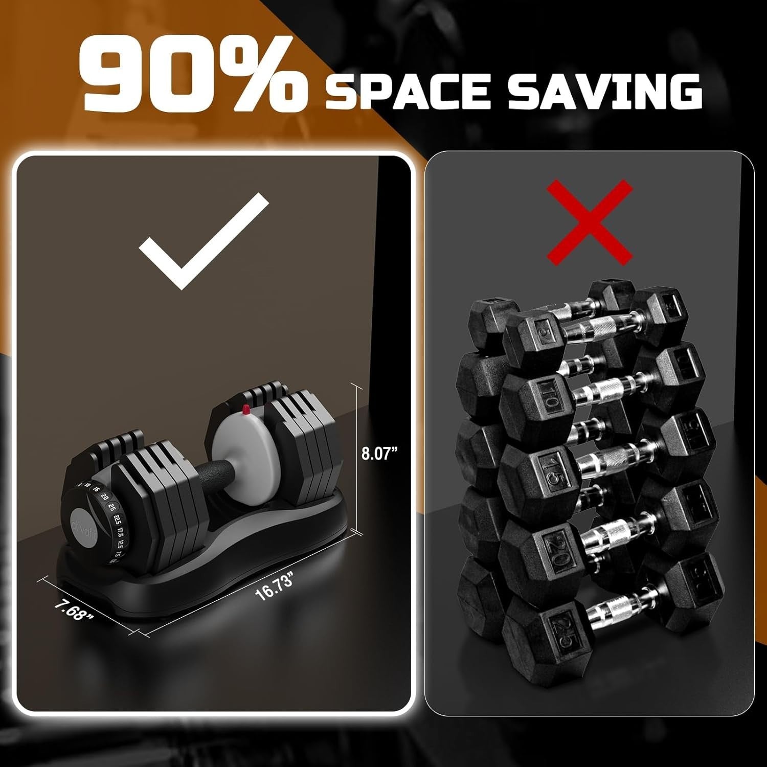 25kg Adjustable Dumbbell 10-in-1 Quick Dial Weights Home Gym Strength Set
