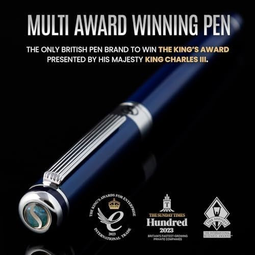 Luxury Rollerball Pen Midnight Blue Chrome Medium Gift