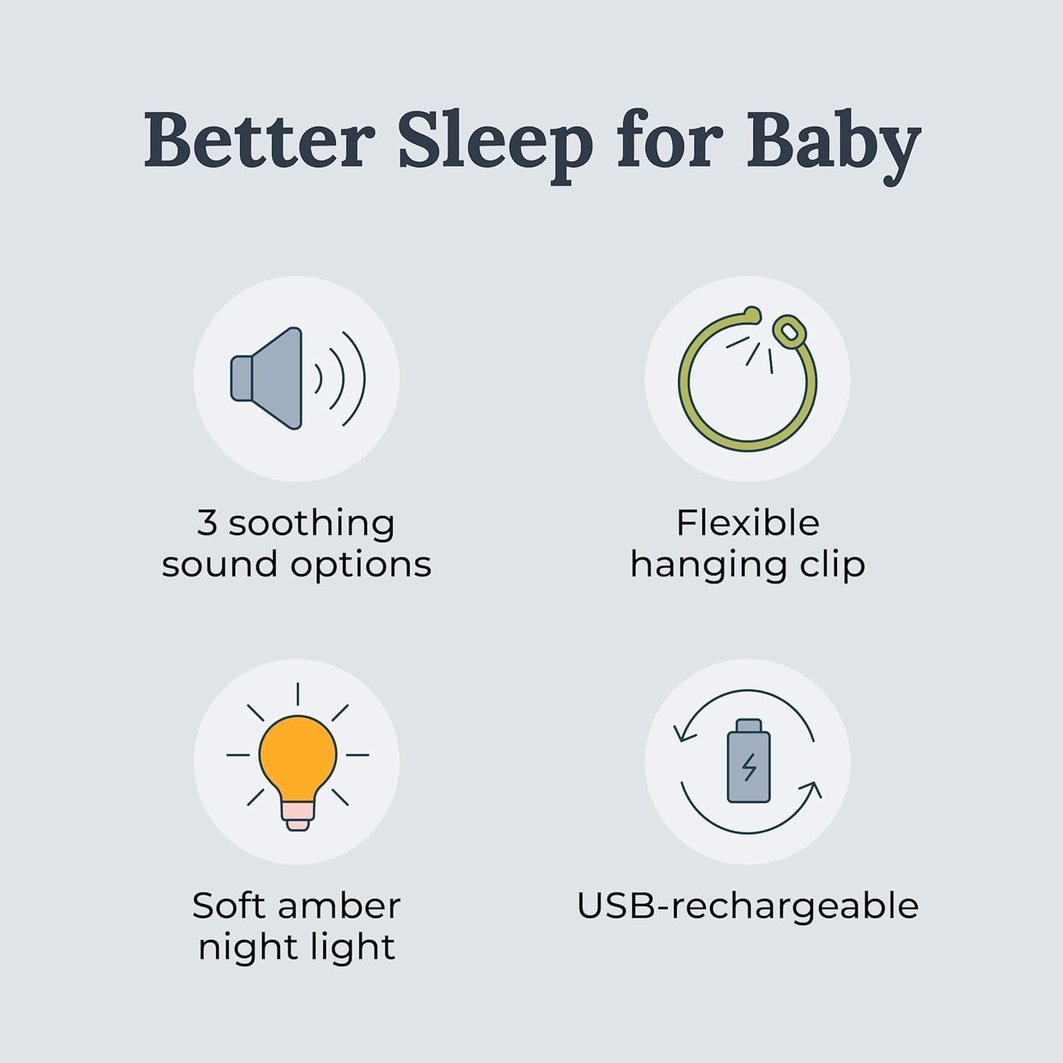 Portable White Noise Machine for Baby | 3 Soothing Sounds, Travel Size, Night Li