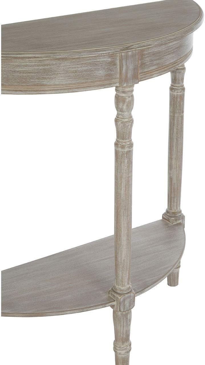Slim Half Moon Console Table for Hallway, Narrow Oak Accent Table 80cm