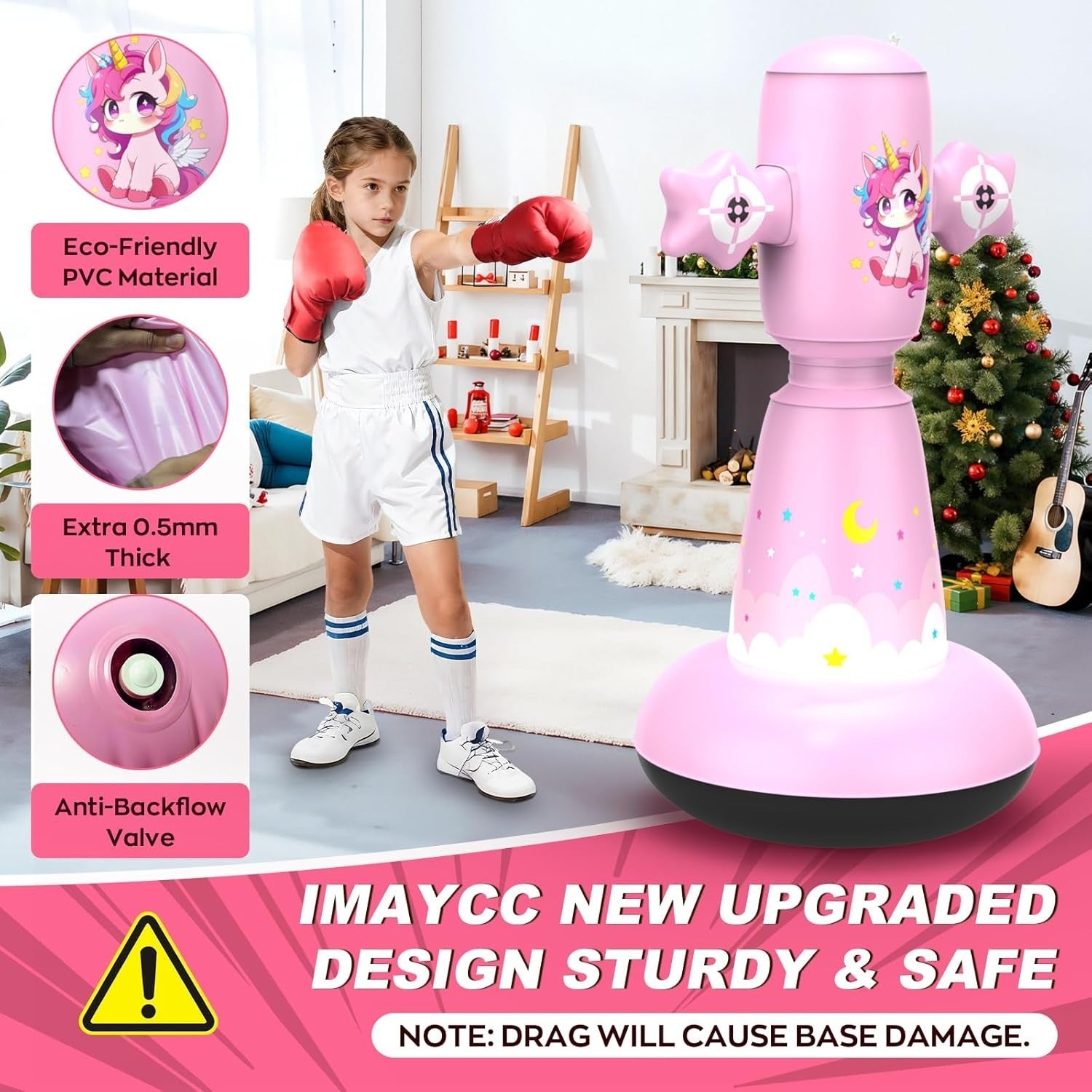 Kids Inflatable Punching Bag Boxing Set with Gloves Stable Base