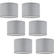 6x Grey Linen Drum Lampshades E27 E14 Adapter Ceiling Table Floor