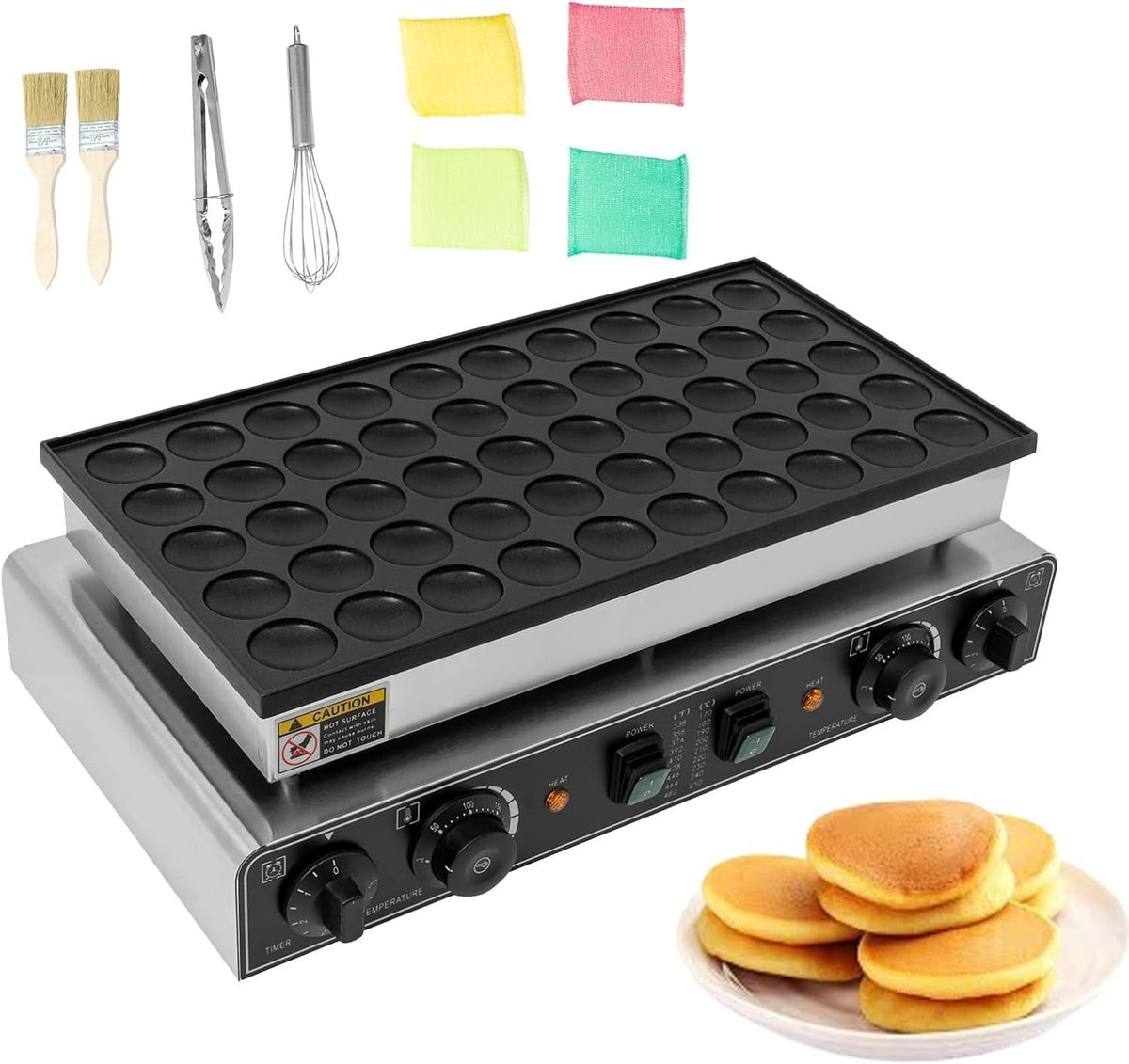 50-Hole 1700W Electric Pancake Maker | Non-Stick Dutch Mini Waffle