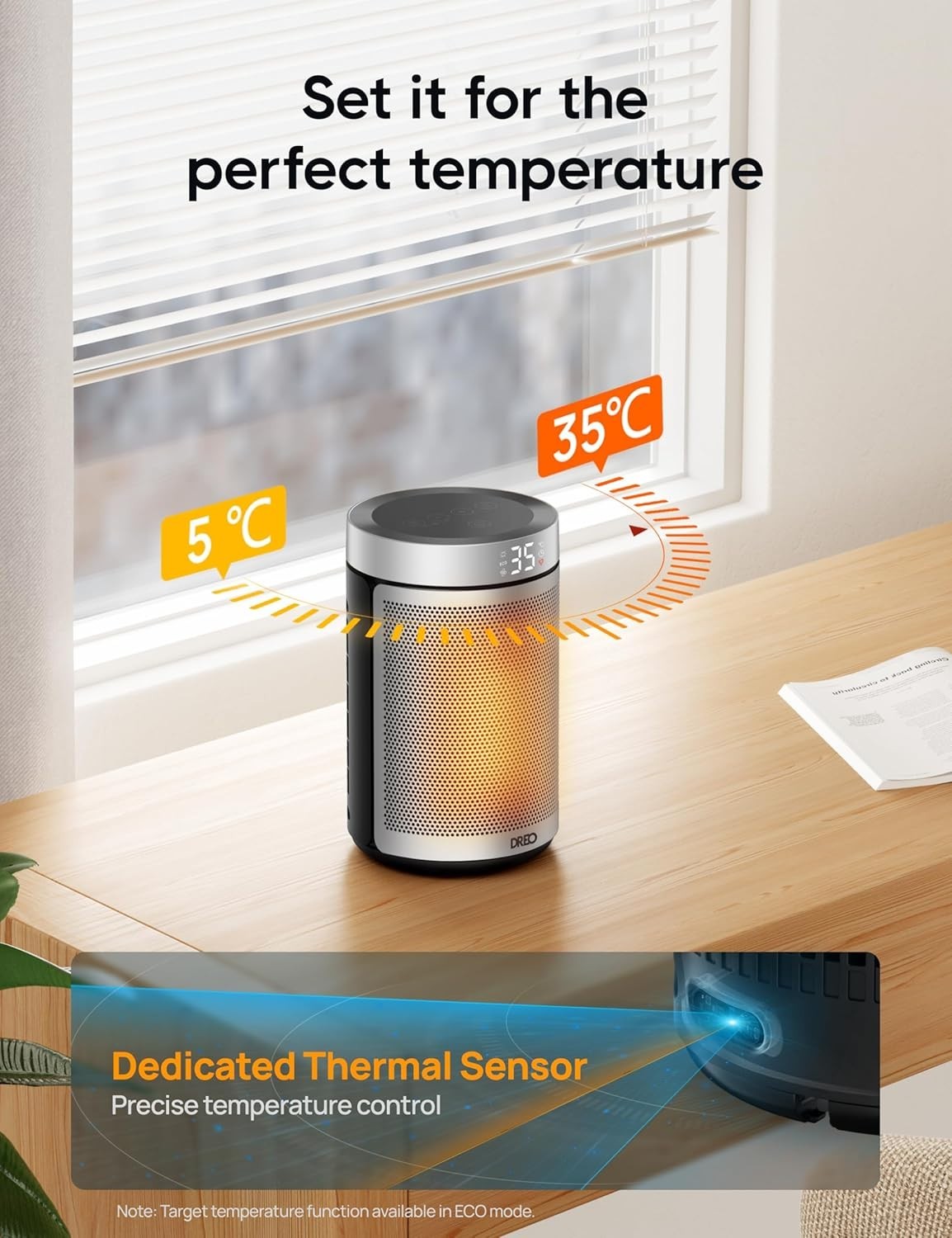 1500W Portable Space Heater – Silent, Energy-Efficient, Thermostat & Timer