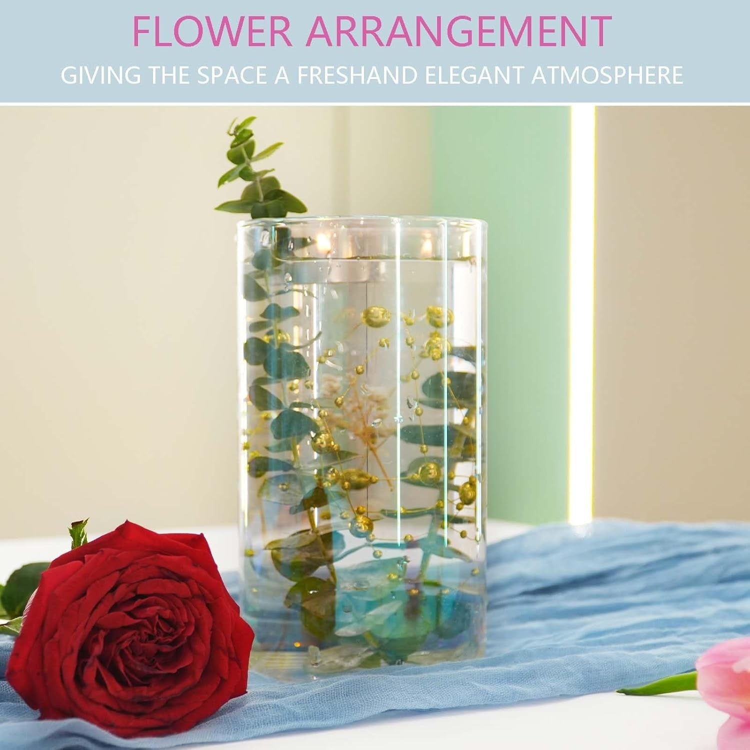 Iridescent Glass Cylinder Vase Set of 12 Flower Candle Wedding Table Decor