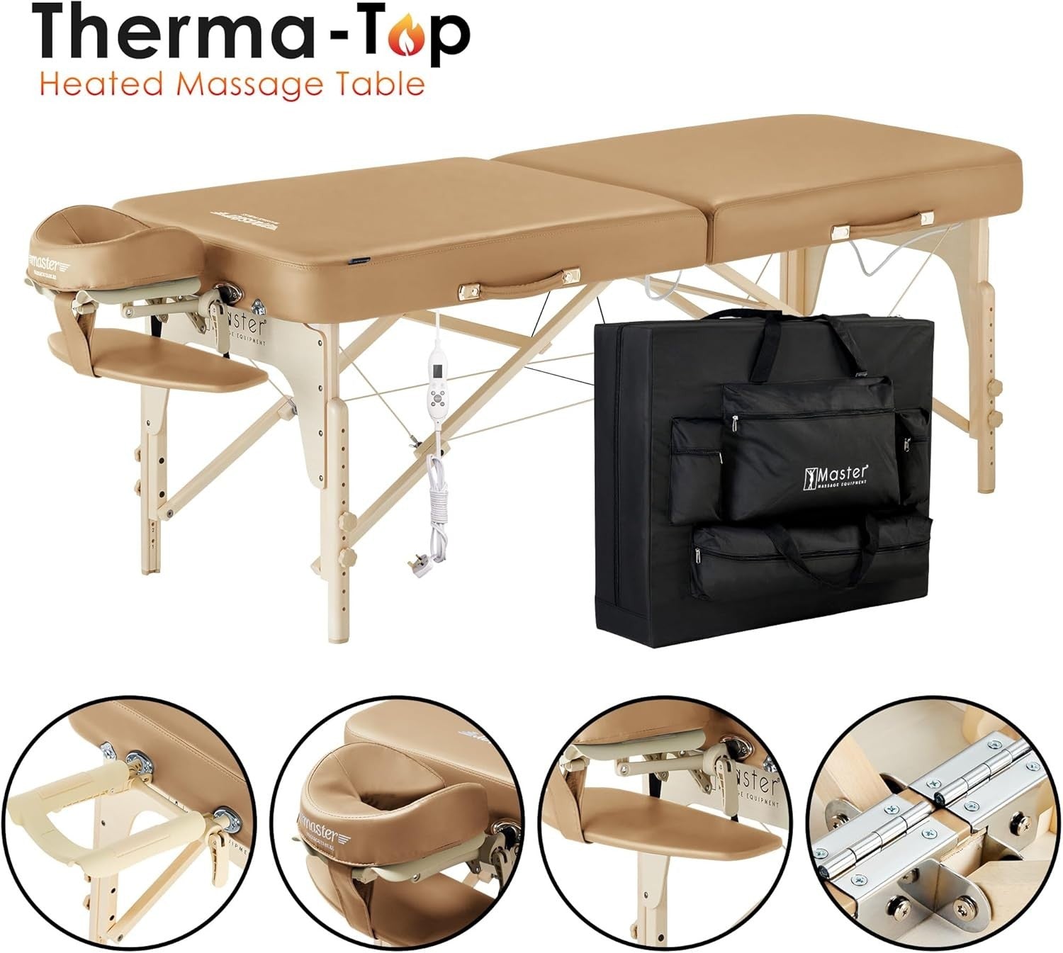 71cm Heated Portable Massage Table | Phoenix TT Spa Bed w/ 7.6cm Memory Foam