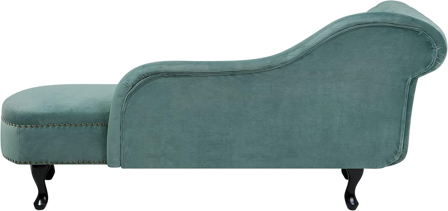 Mint Green Velvet Chaise Lounge Left Hand Tufted Chesterfield Sofa Seat
