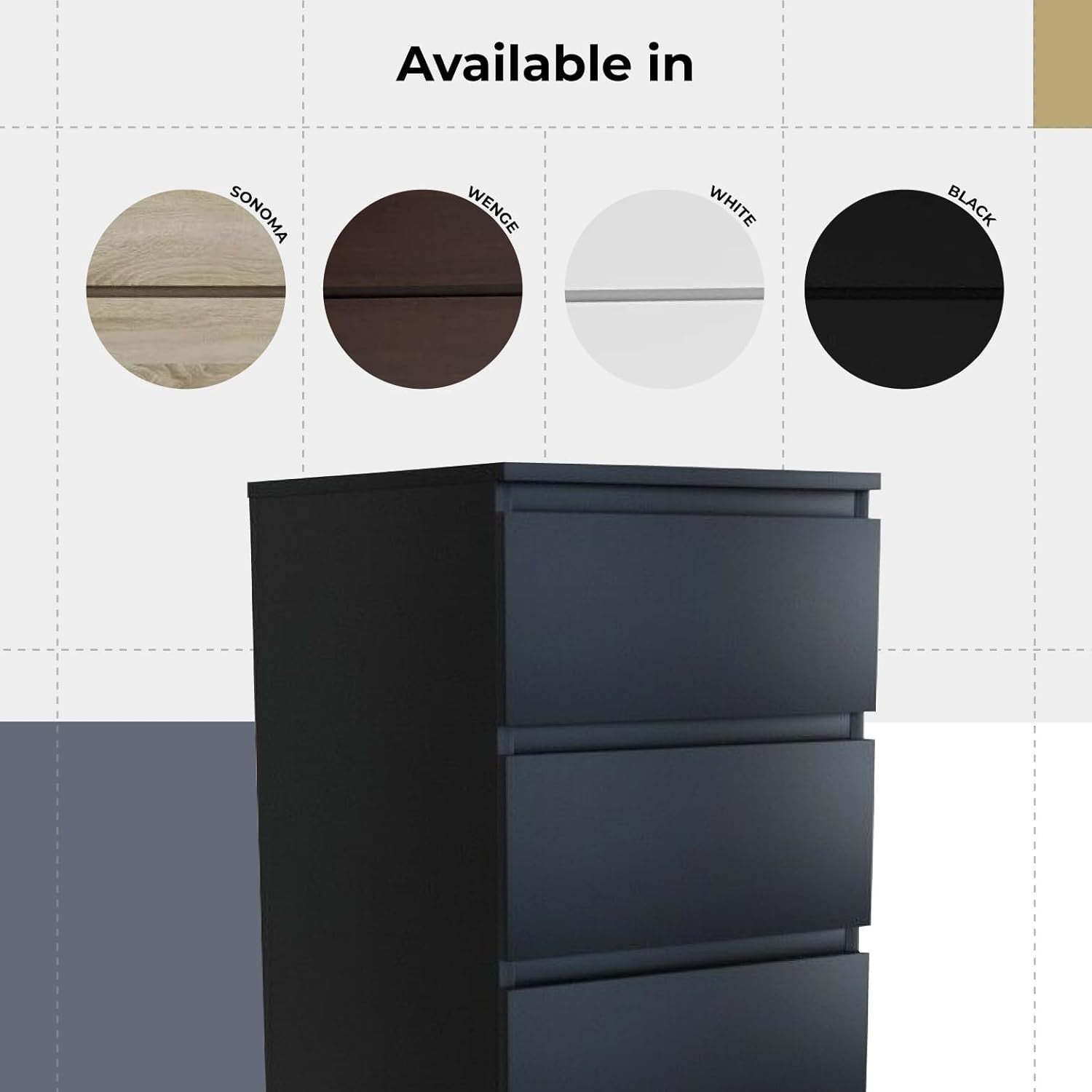 Black 5 Drawer Tall Storage Chest Bedroom Organizer Cabinet Modern Unit