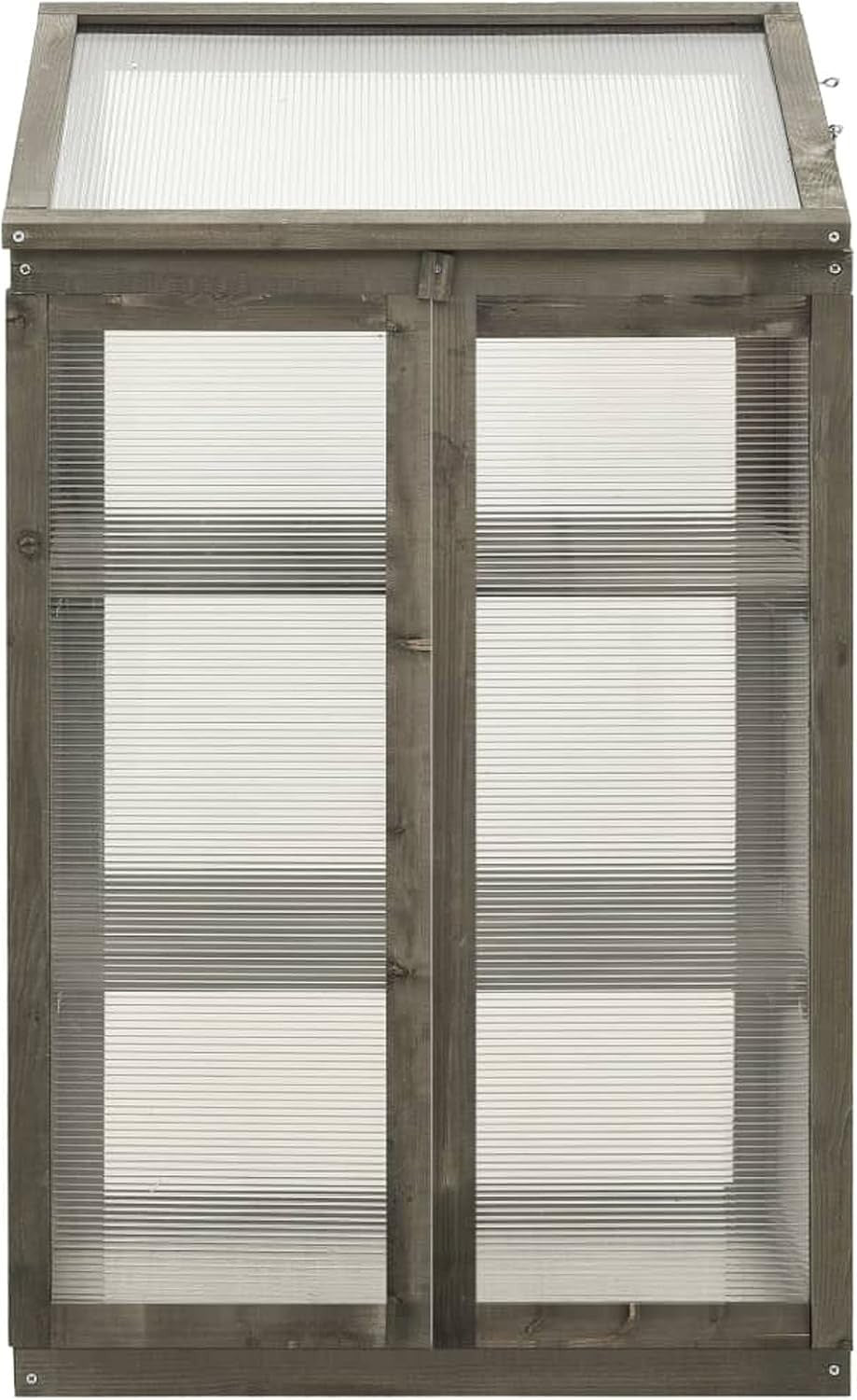 Grey Wooden Mini Greenhouse 60x45x100cm | Firwood Frame Polycarbonate Cold Frame