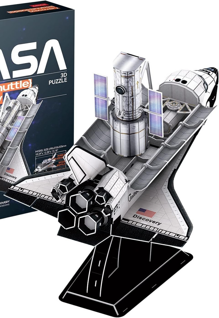 3D Space Shuttle Puzzle Model Kit - Educational, 126 Pieces, 33.5x49cm