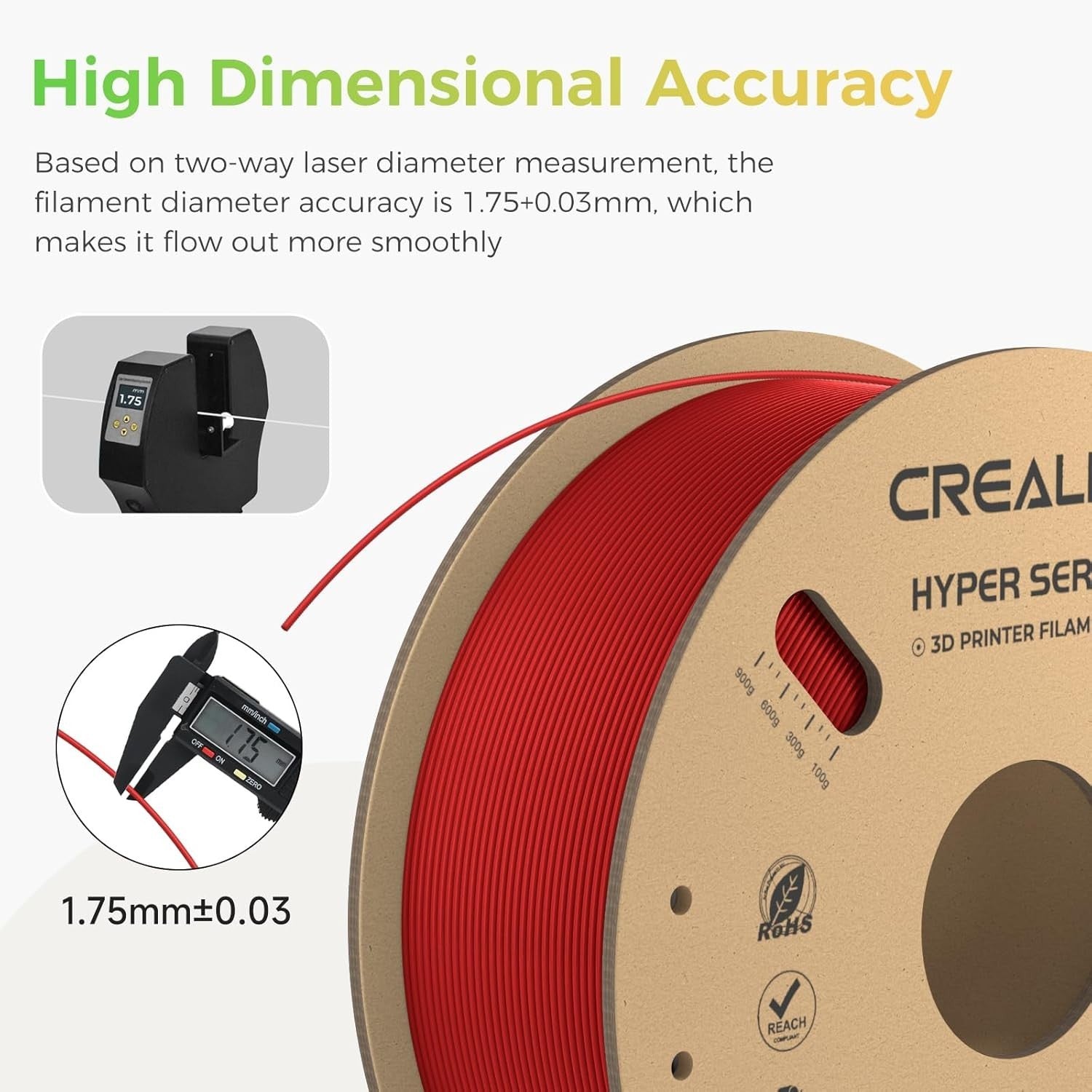 Hyper PLA Filament 4KG High Speed 600mm/s Multicolor 1.75mm