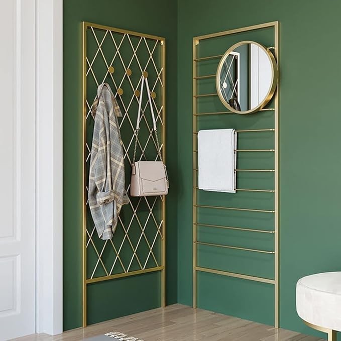 Modern Gold Metal Garment Rack | Corner Coat & Hat Stand for Entryway