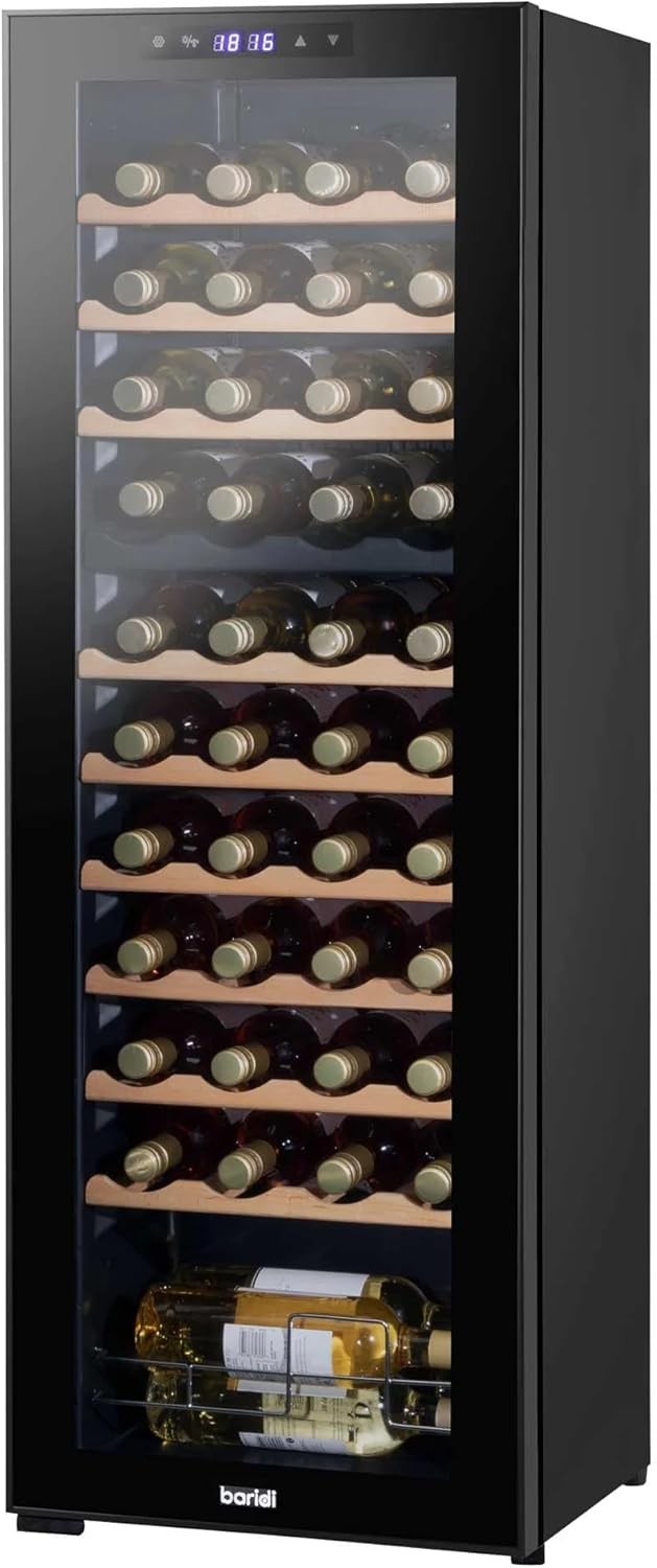 44 Bottle Dual Zone Wine Cooler Fridge Touch Screen LED Glass Door Black