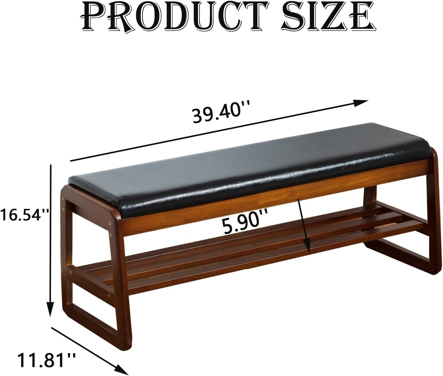 Contemporary Black Solid Wood Shoe Bench with Cushion & Hidden Storage