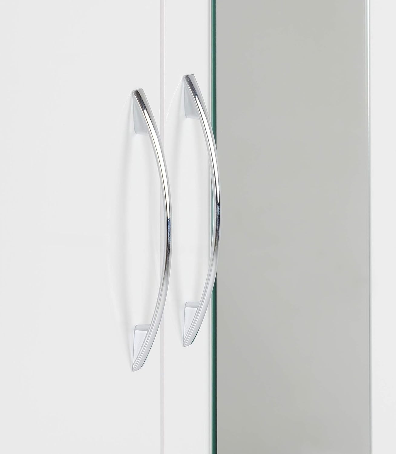 White Gloss 2 Door Mirror Wardrobe with Drawer – Modern Bedroom Storage