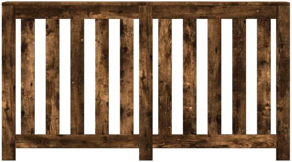 Smoked Oak Radiator Cover Shelf | Modern Slatted MDF Cabinet 149x20x82cm