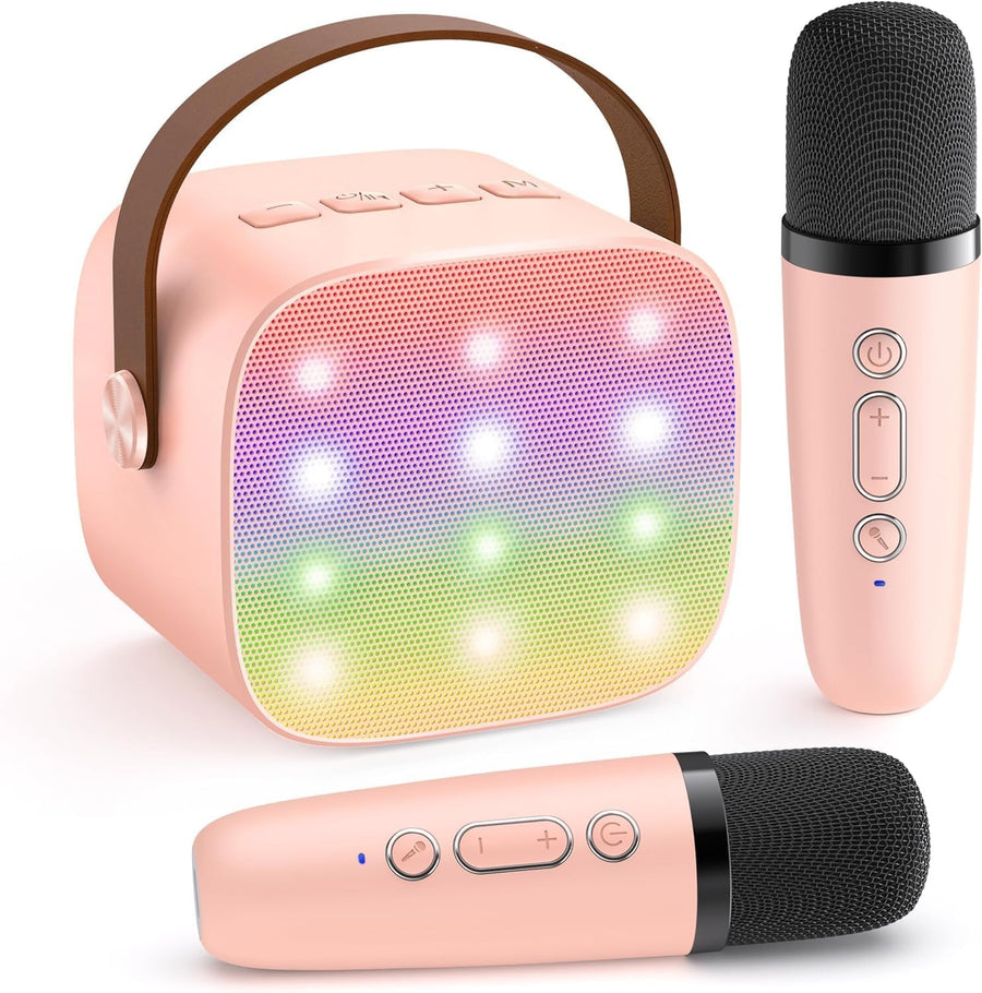 Kids Karaoke Machine 2 Wireless Mics LED Speaker Birthday Gift