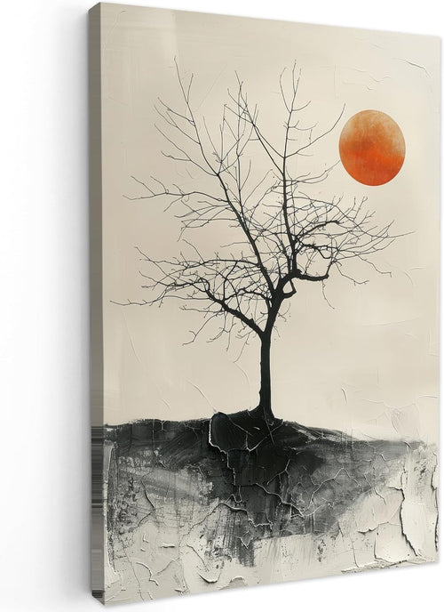 Tree Canvas Wall Art 40x60cm Black Moon Modern Living Room Decor