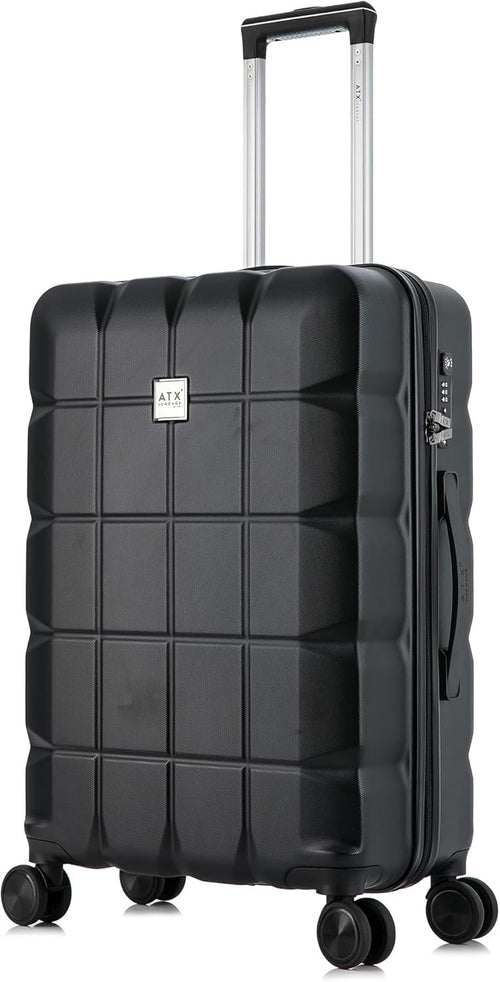 Medium ABS Hard Shell Suitcase 4 Dual Spinner Wheels TSA Lock 65L Black