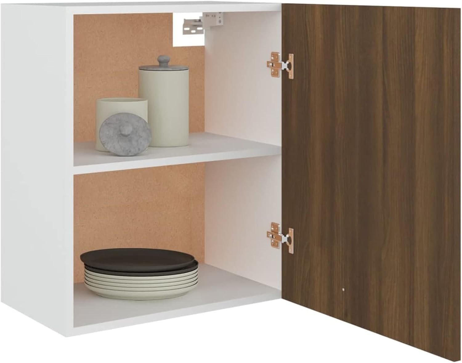 Lockable Kitchen & Bathroom Wall Cabinet with Shelves, Brown Oak 50x31x60cm