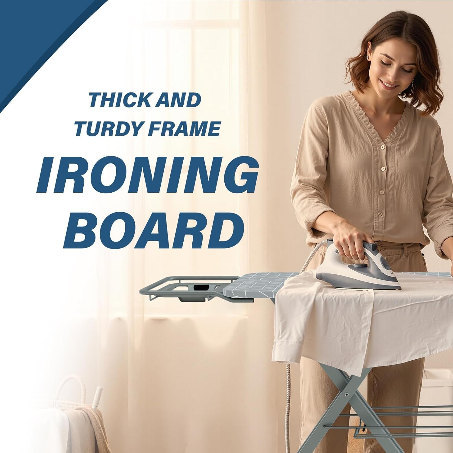 Ironing Board Height Adjustable Foldable Anti-Closing Non-Slip 120x45cm