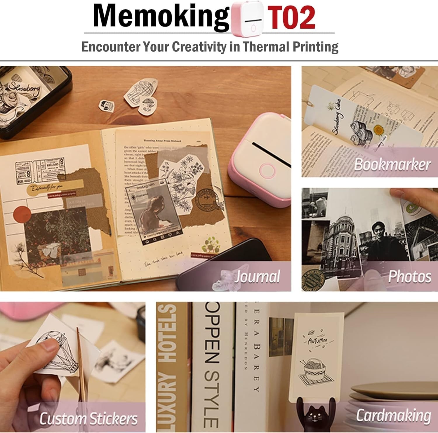 Mini Bluetooth Thermal Sticker Printer Portable Inkless Photo Label